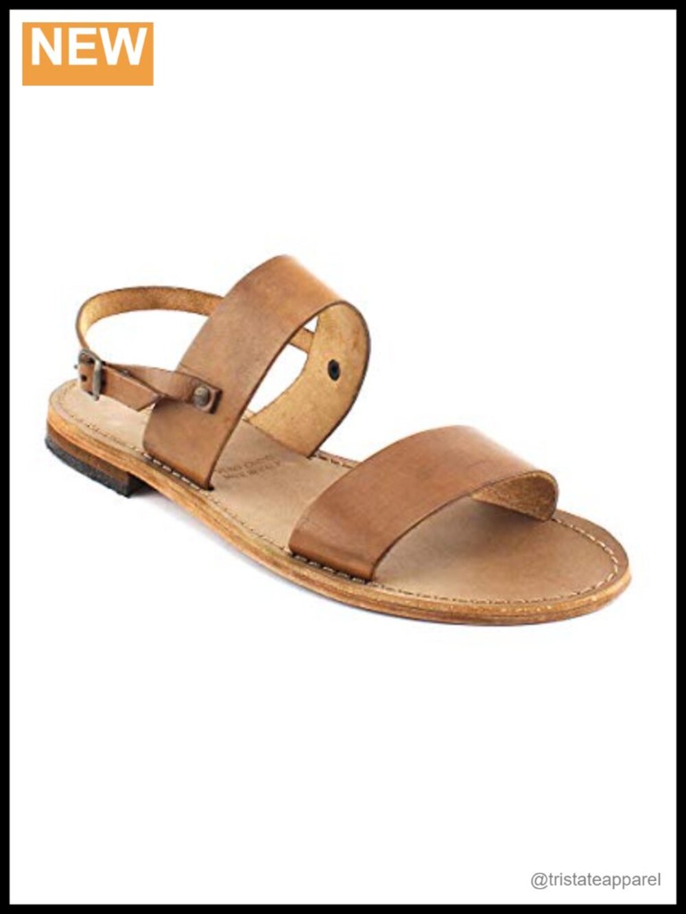 Leather Slingback Sandals Open Toe Buckle Flat Sole